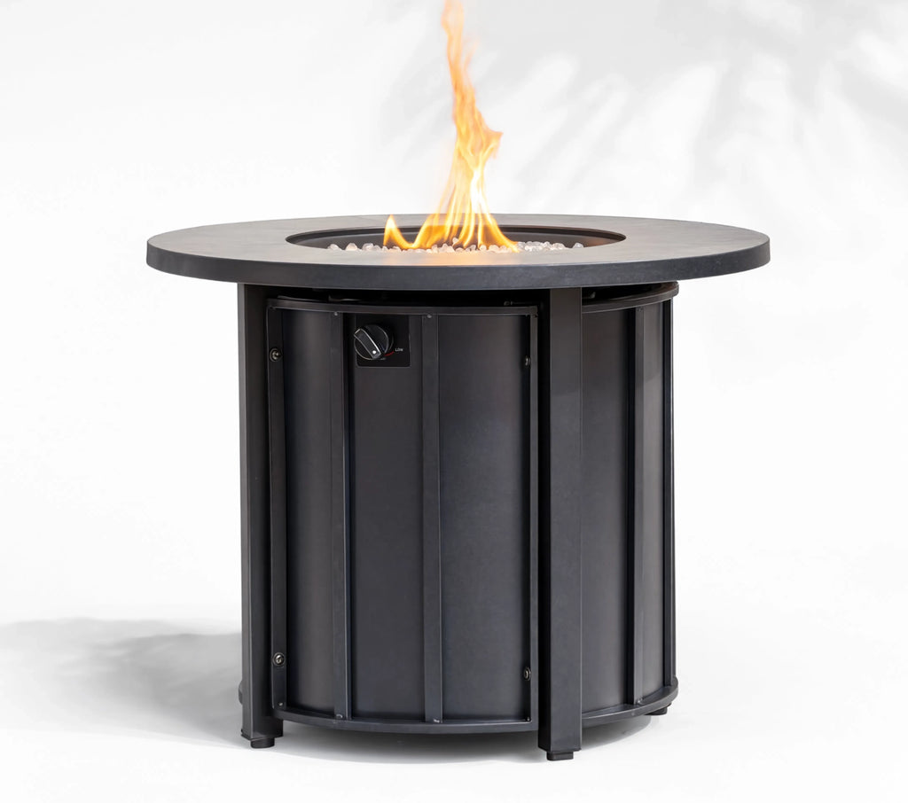Wideburn Aspen 30” Fire Pit Table – Wood Grain Outdoor Gas Fireplace