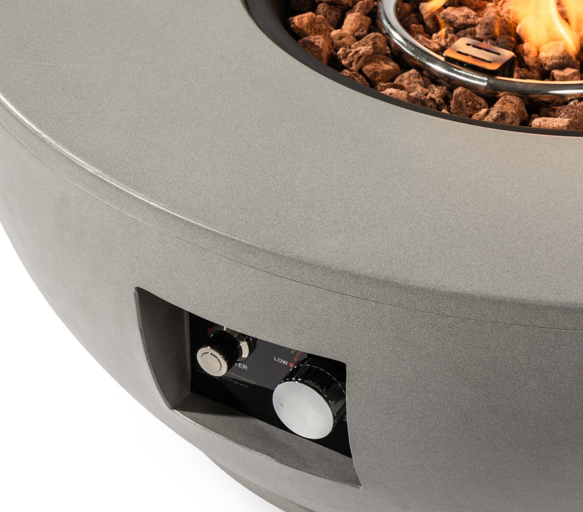 Wideburn Solara 36” Round Concrete Fire Pit – 50,000 BTU Outdoor Gas Fireplace