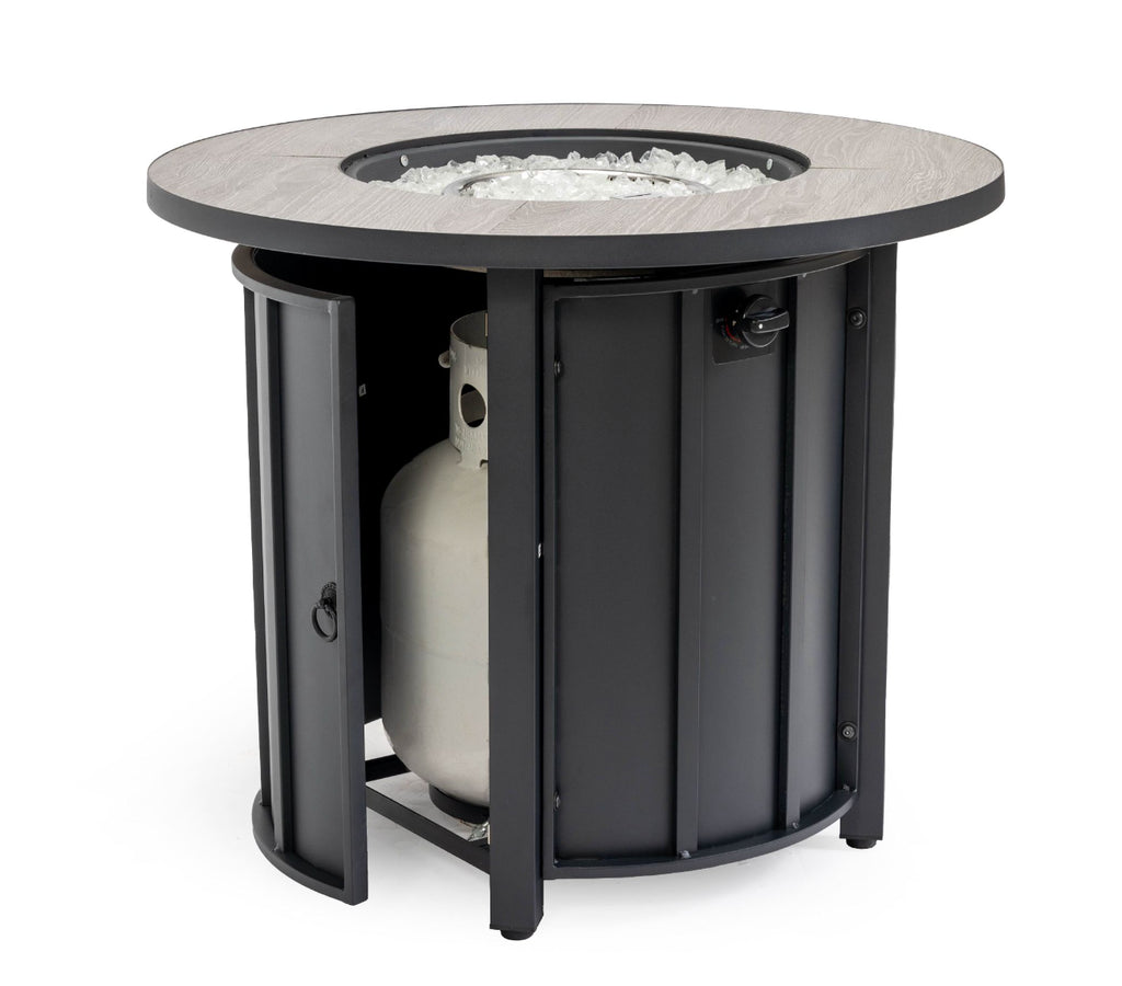 Wideburn Aspen 30” Fire Pit Table – Wood Grain Outdoor Gas Fireplace