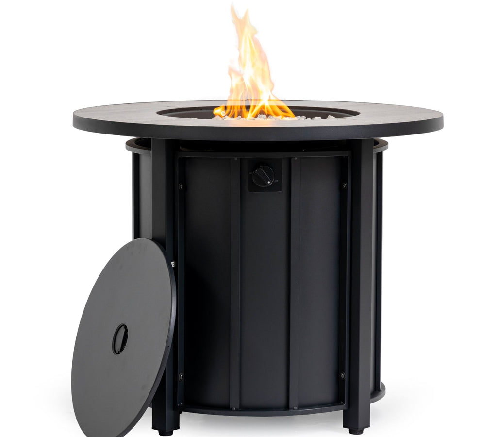 Wideburn Aspen 30” Fire Pit Table – Wood Grain Outdoor Gas Fireplace