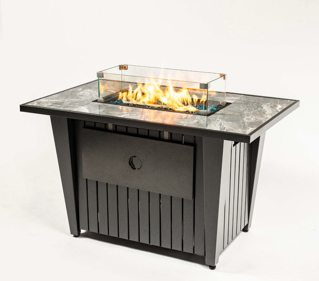Wideburn Austin 42” Marble Fire Table – 50,000 BTU Outdoor Gas Fireplace