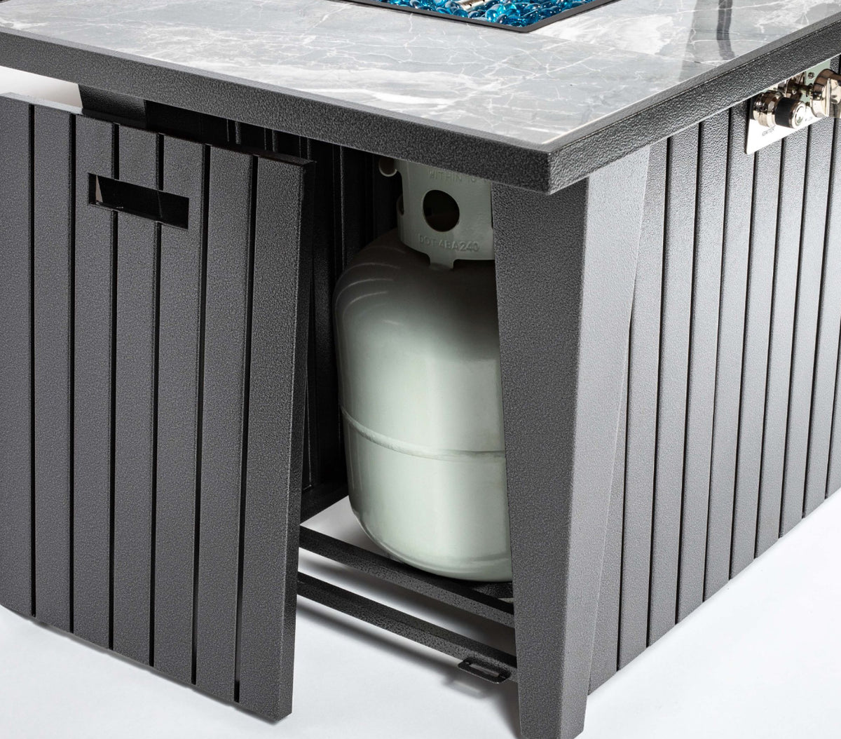 Wideburn Austin 42” Marble Fire Table – 50,000 BTU Outdoor Gas Fireplace