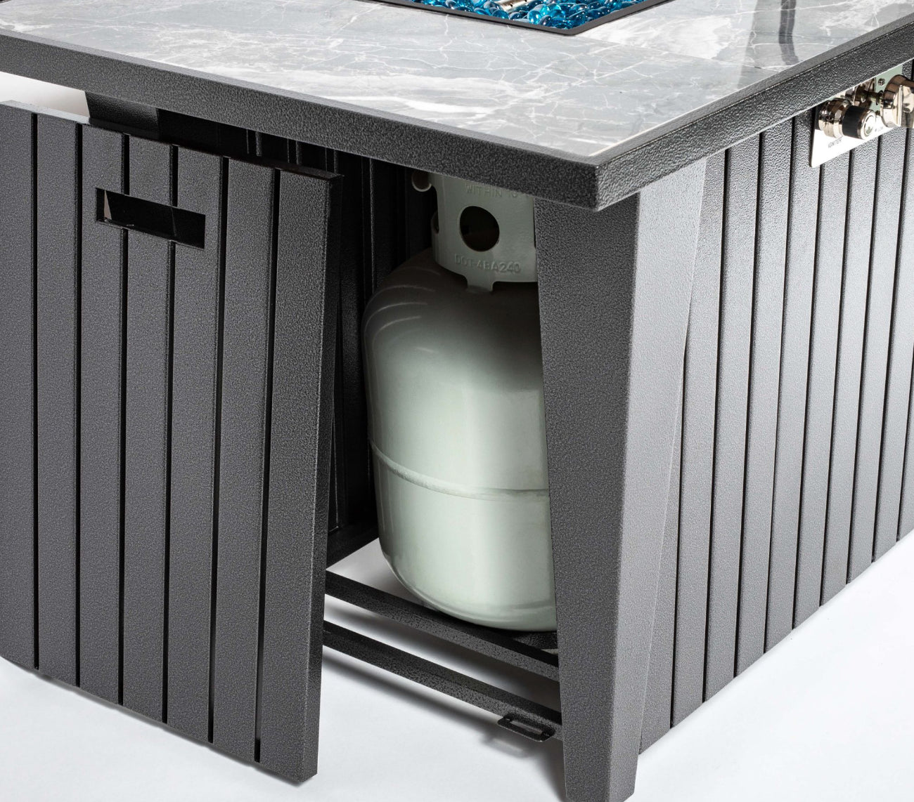 Wideburn Austin 42” Marble Fire Table – 50,000 BTU Outdoor Gas Fireplace