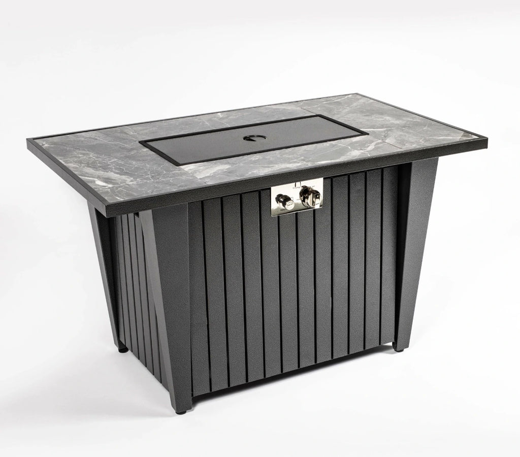 Wideburn Austin 42” Marble Fire Table – 50,000 BTU Outdoor Gas Fireplace