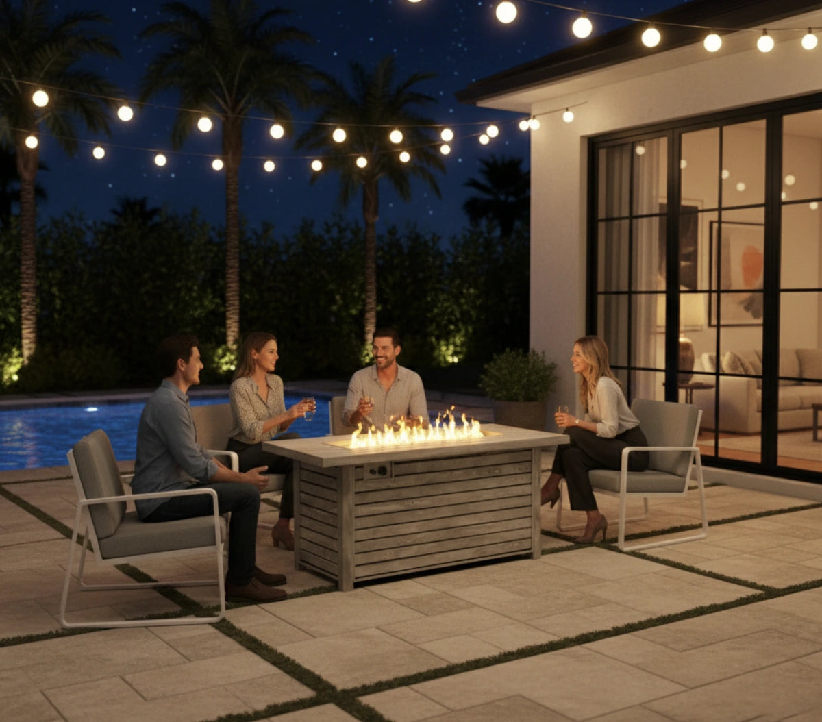 Wideburn Malibu 54” Luxury Fire Table – 50,000 BTU Outdoor Gas Fireplace