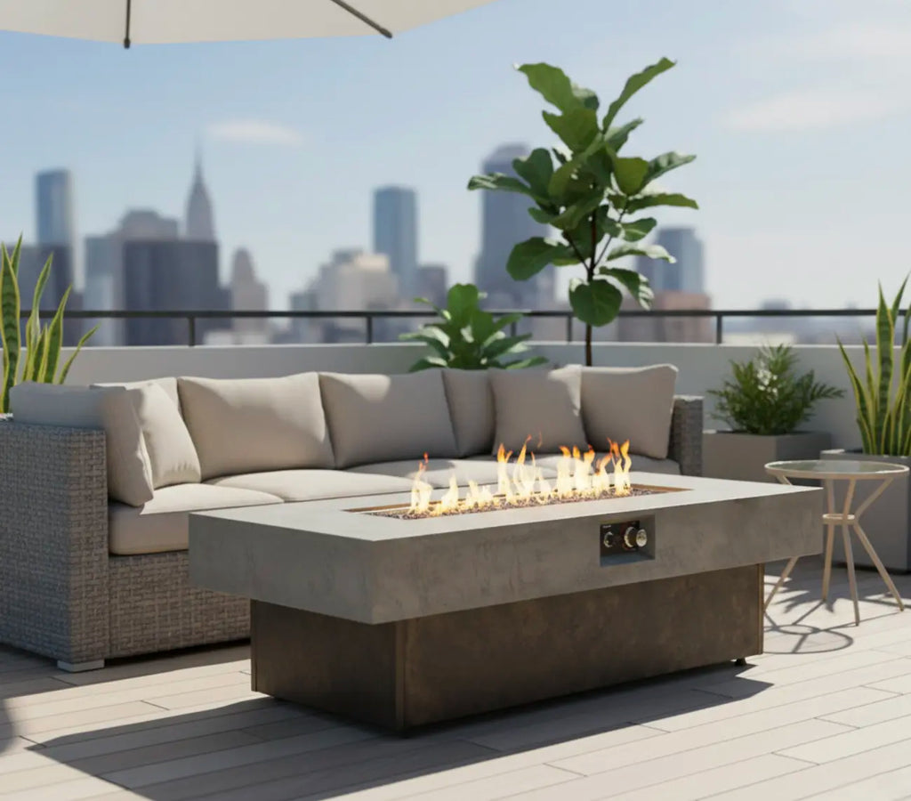 Wideburn Atlas 55” Architectural Fire Table – 50,000 BTU Outdoor Gas Fireplace