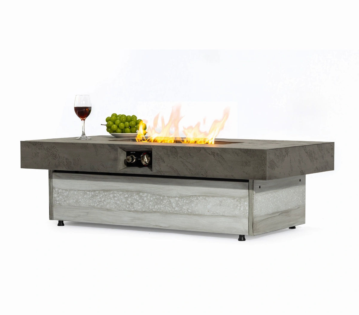 Wideburn Nova 48” Concrete Fire Table – Modern Outdoor Gas Fireplace