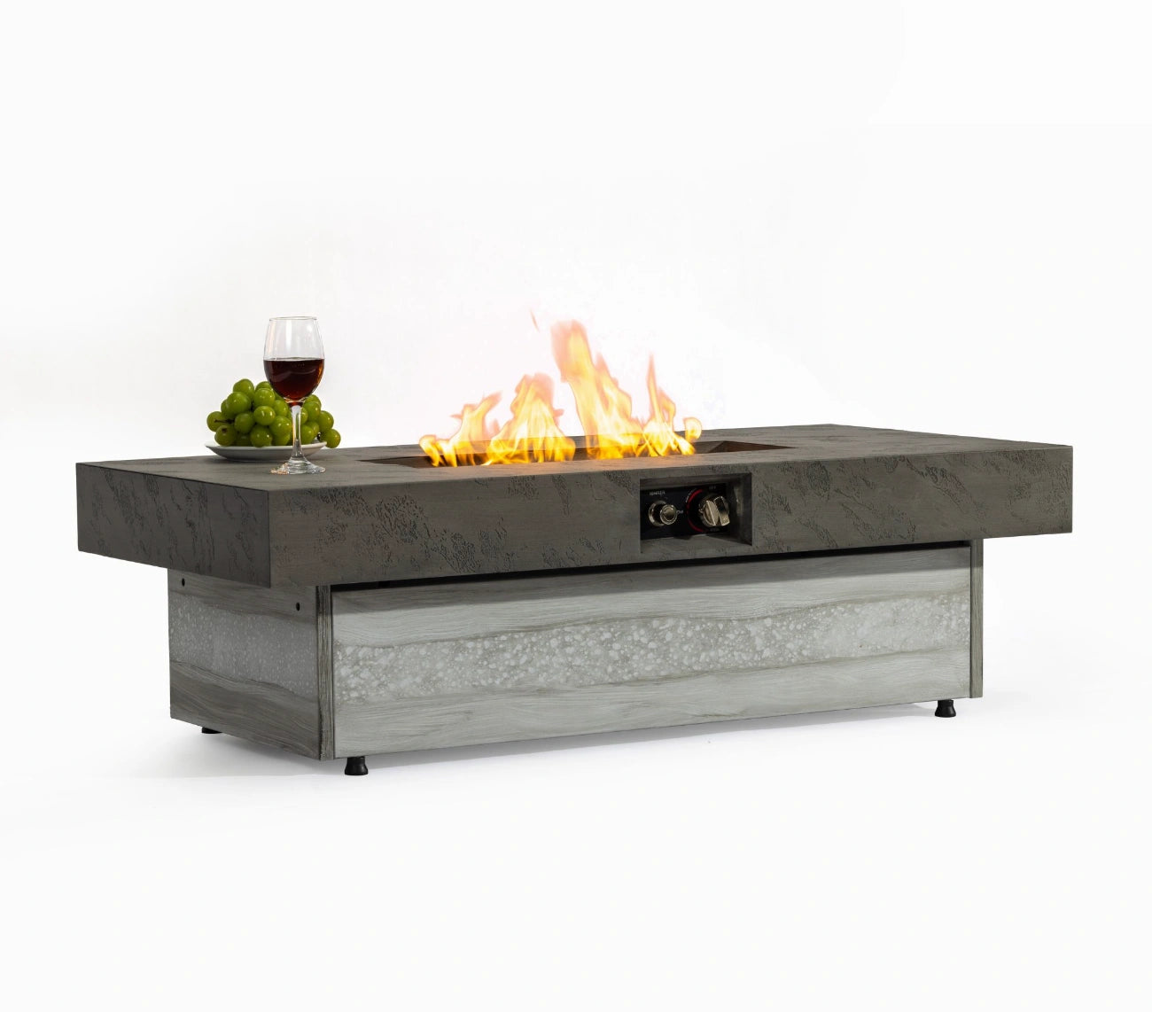 Wideburn Nova 48” Concrete Fire Table – Modern Outdoor Gas Fireplace
