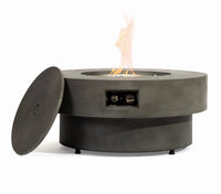 Wideburn Siena 33” Round Concrete Fire Pit – Luxury Outdoor Gas Fireplace