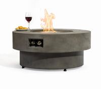 Wideburn Siena 33” Round Concrete Fire Pit – Luxury Outdoor Gas Fireplace