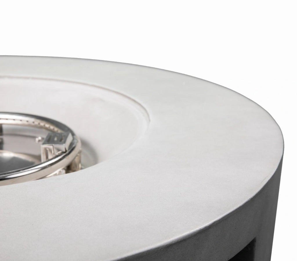 Wideburn Aura 30” Round Concrete Fire Pit – Modern Outdoor Gas Fireplace