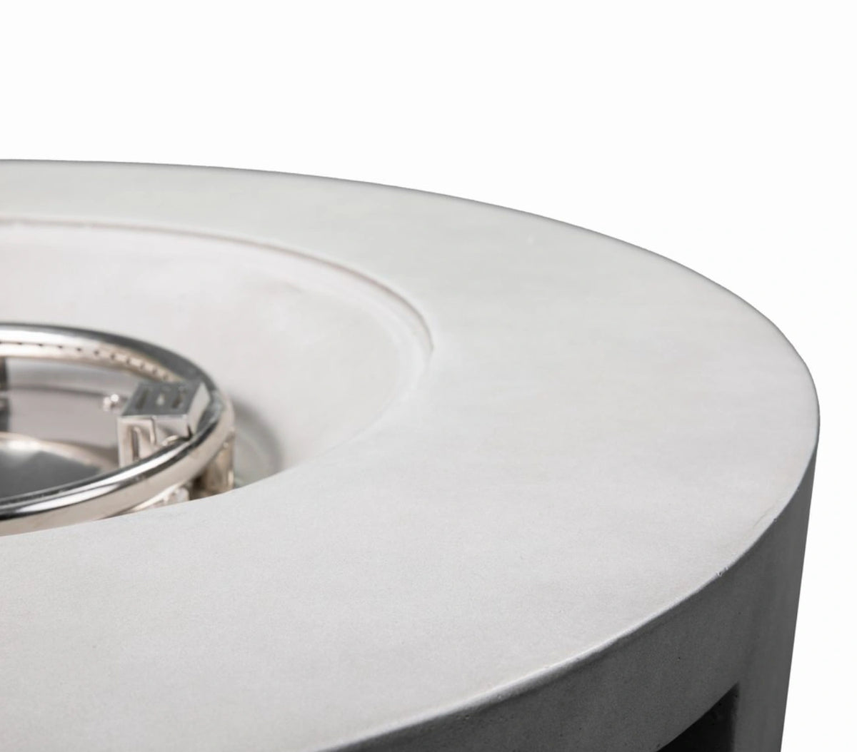 Wideburn Aura 30” Round Concrete Fire Pit – Modern Outdoor Gas Fireplace