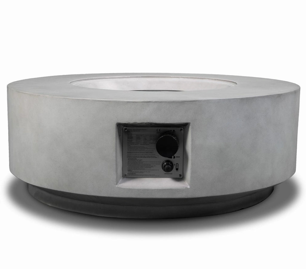 Wideburn Aura 30” Round Concrete Fire Pit – Modern Outdoor Gas Fireplace