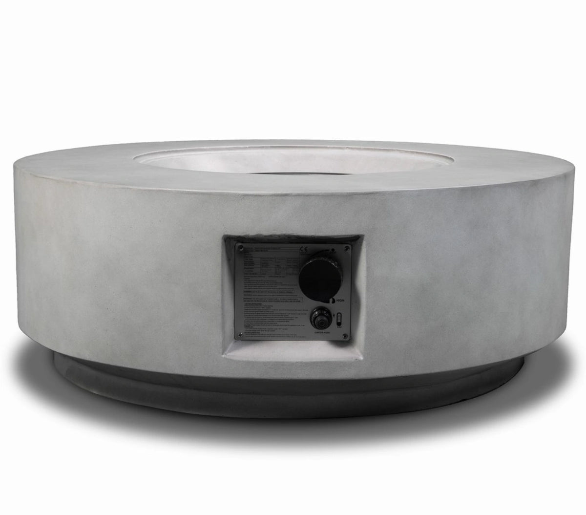 Wideburn Aura 30” Round Concrete Fire Pit – Modern Outdoor Gas Fireplace
