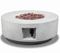 Wideburn Aura 30” Round Concrete Fire Pit – Modern Outdoor Gas Fireplace