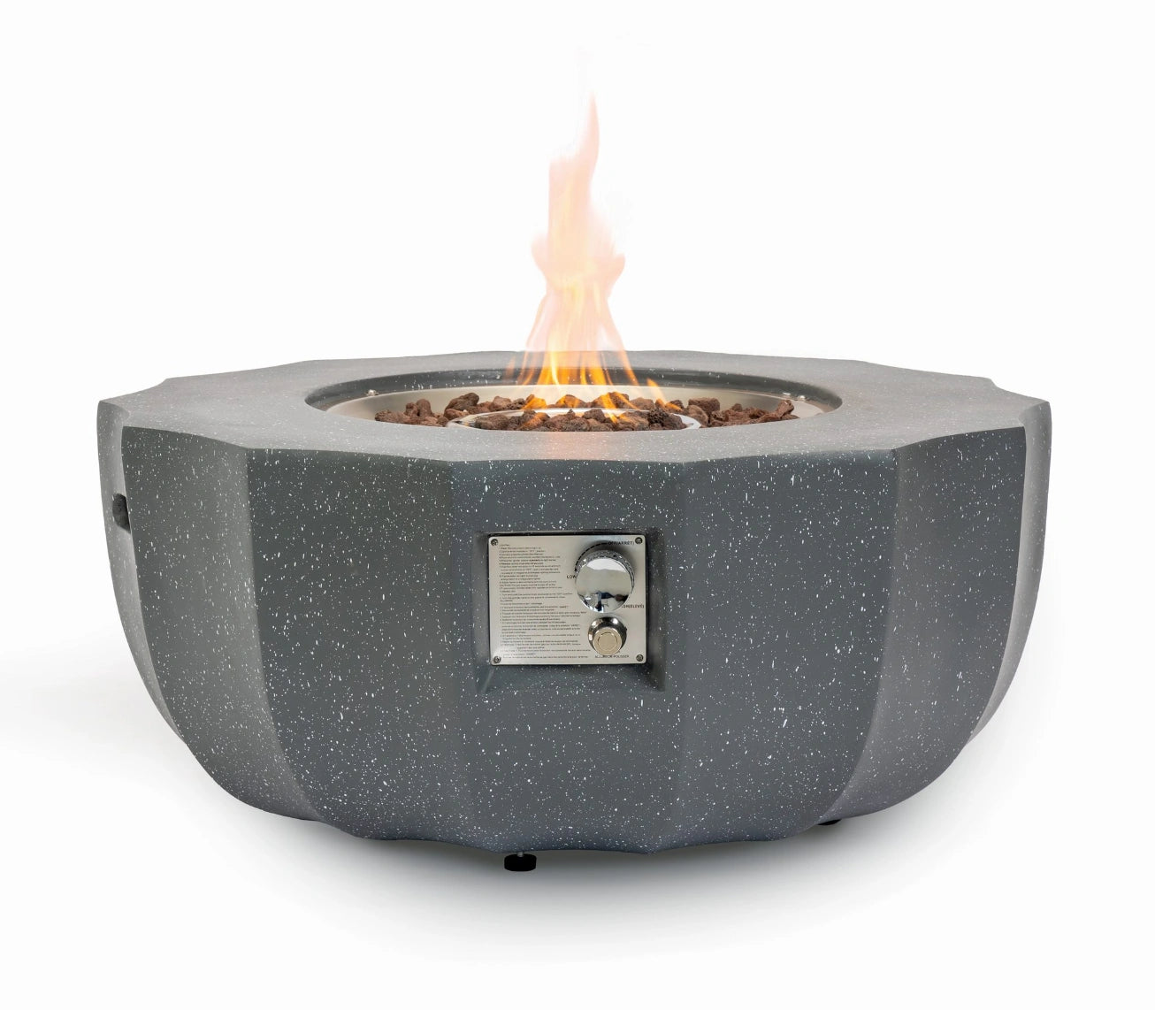 Wideburn Halo 36” Round Concrete Fire Pit – Modern Outdoor Gas Fireplace