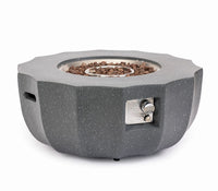 Wideburn Halo 36” Round Concrete Fire Pit – Modern Outdoor Gas Fireplace