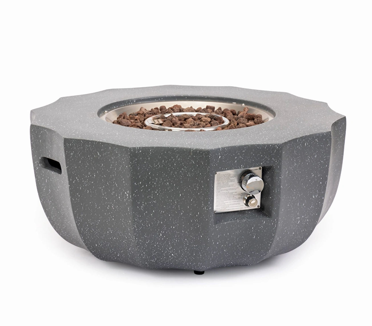 Wideburn Halo 36” Round Concrete Fire Pit – Modern Outdoor Gas Fireplace