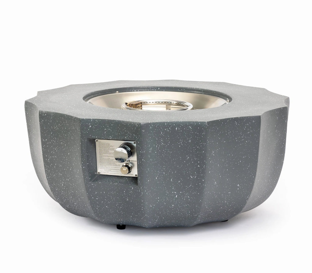 Wideburn Halo 36” Round Concrete Fire Pit – Modern Outdoor Gas Fireplace