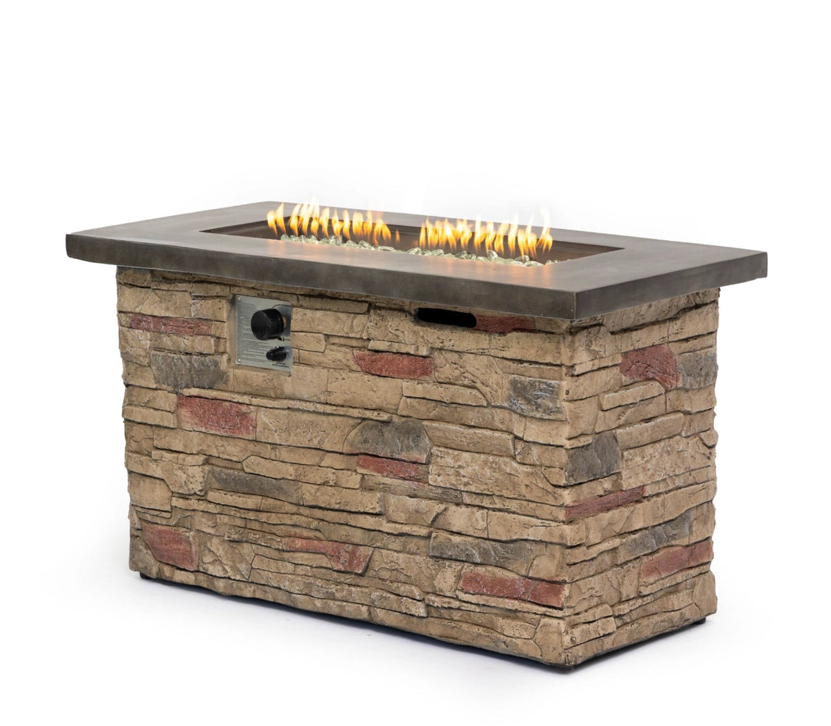 Wideburn Sierra 42” Stone Fire Table – Outdoor Gas Fireplace 50,000 BTU