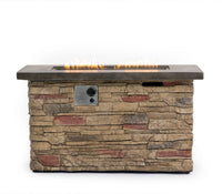 Wideburn Sierra 42” Stone Fire Table – Outdoor Gas Fireplace 50,000 BTU