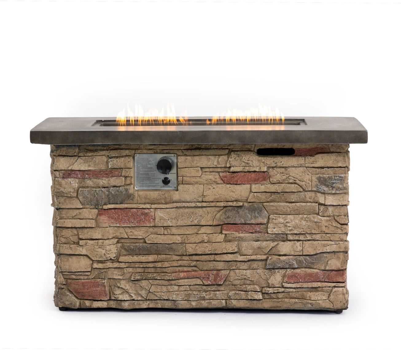 Wideburn Sierra 42” Stone Fire Table – Outdoor Gas Fireplace 50,000 BTU
