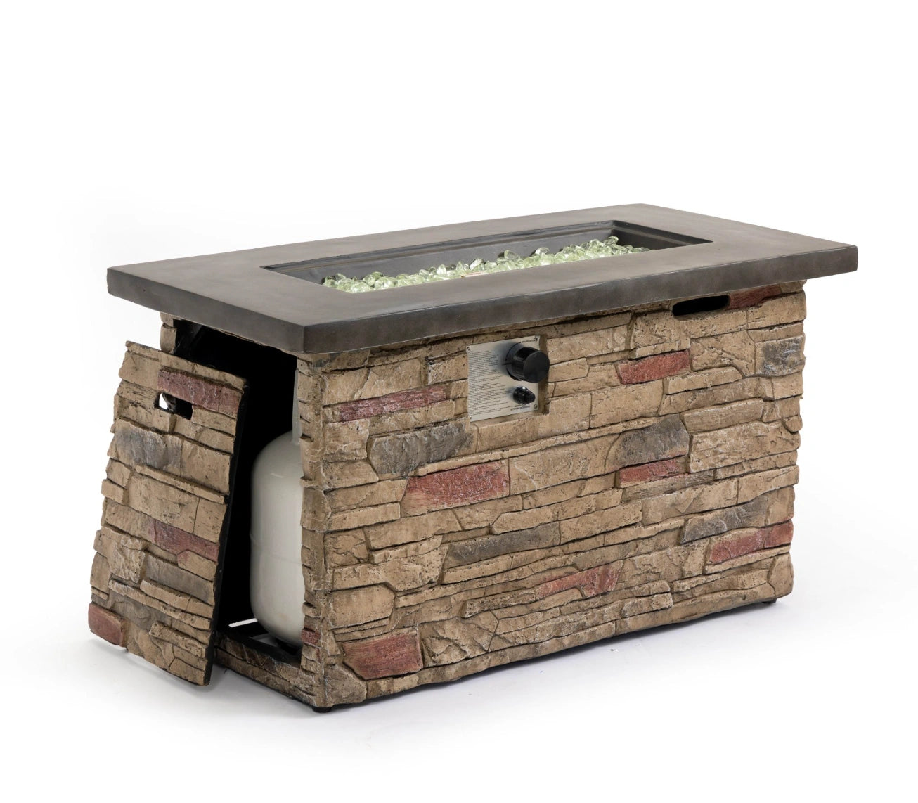 Wideburn Sierra 42” Stone Fire Table – Outdoor Gas Fireplace 50,000 BTU