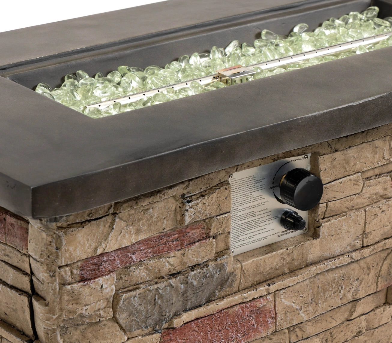 Wideburn Sierra 42” Stone Fire Table – Outdoor Gas Fireplace 50,000 BTU