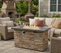 Wideburn Sierra 42” Stone Fire Table – Outdoor Gas Fireplace 50,000 BTU