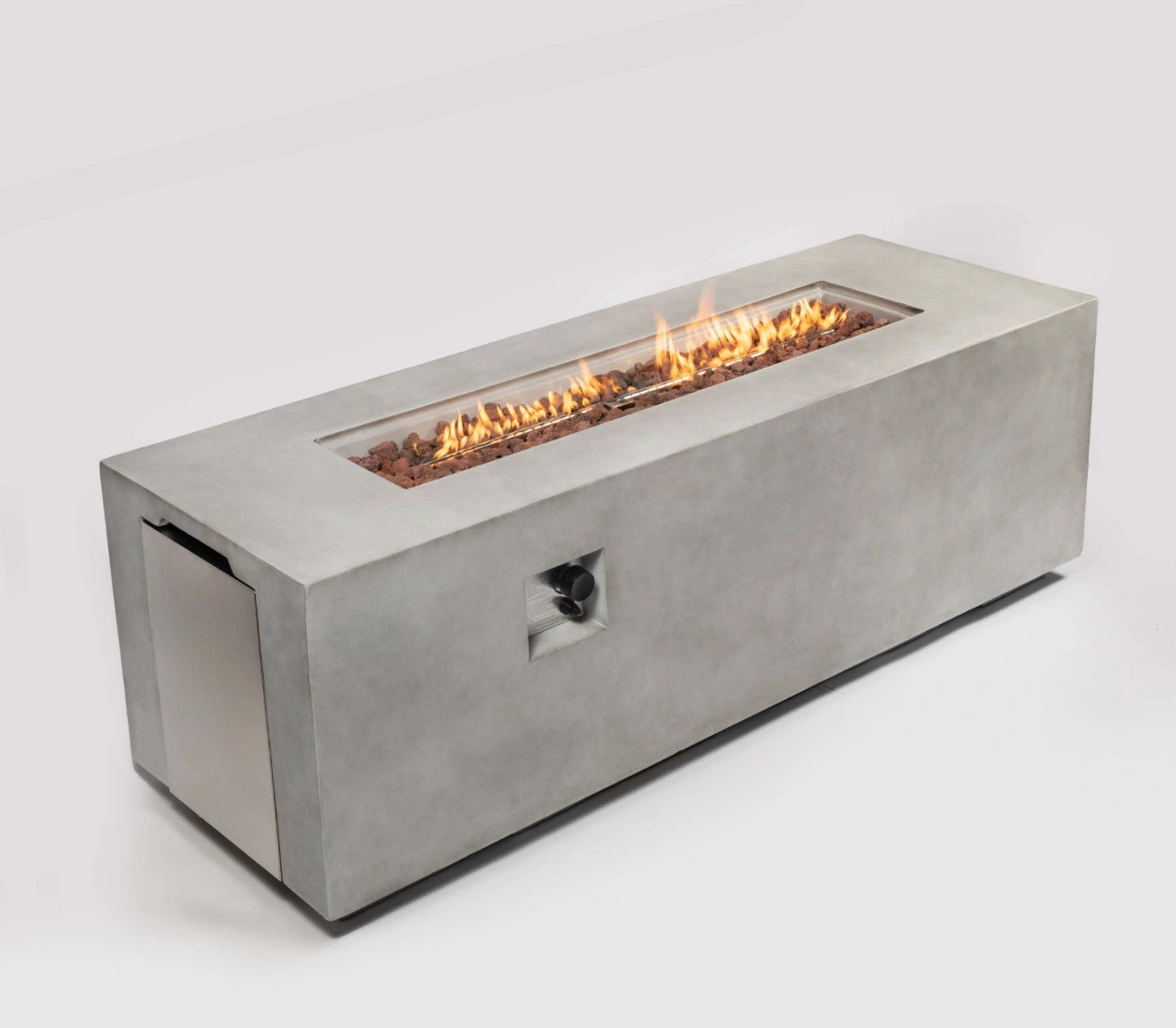 Wideburn Everest 70” Concrete Fire Table – Luxury Outdoor Gas Fireplace 60,000 BTU