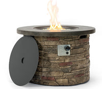 Wideburn Sonoma 36” Round Stone Fire Pit – Outdoor Gas Fireplace 50,000 BTU