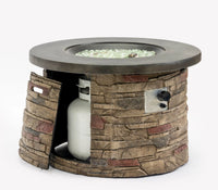 Wideburn Sonoma 36” Round Stone Fire Pit – Outdoor Gas Fireplace 50,000 BTU
