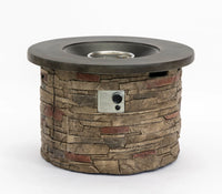 Wideburn Sonoma 36” Round Stone Fire Pit – Outdoor Gas Fireplace 50,000 BTU