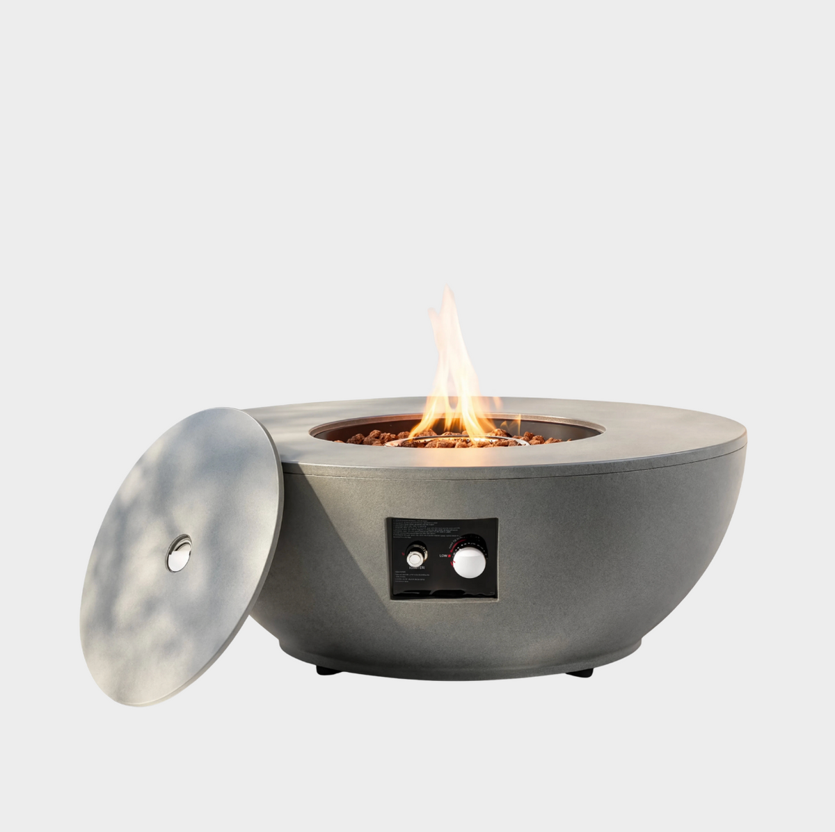 Wideburn Solara 36” Round Concrete Fire Pit – 50,000 BTU Outdoor Gas Fireplace