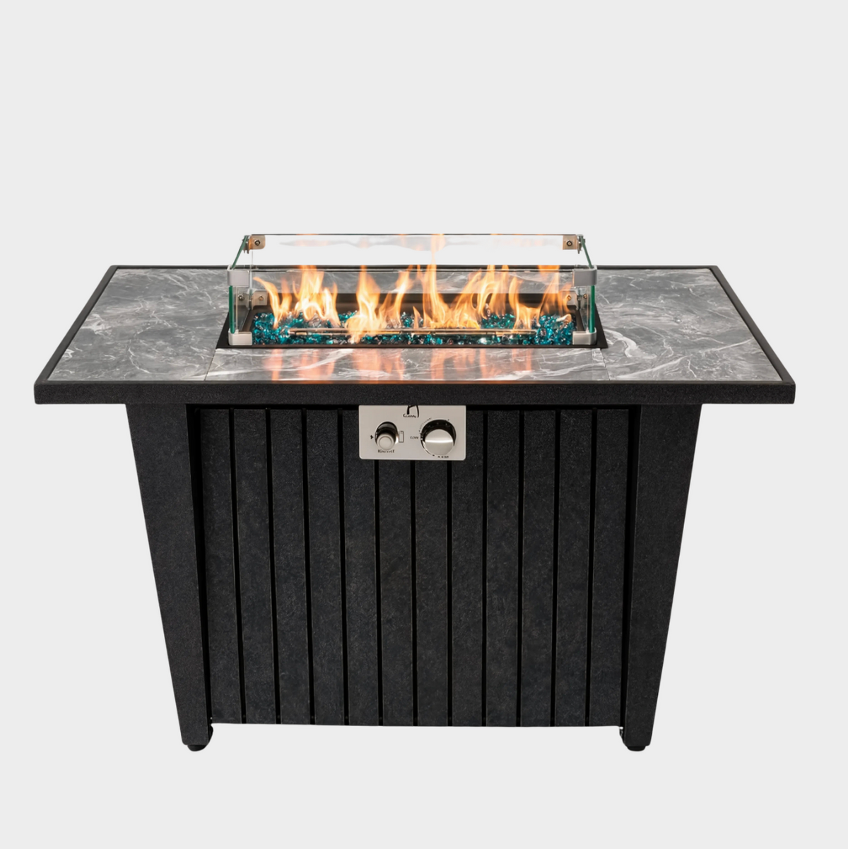 Wideburn Austin 42” Marble Fire Table – 50,000 BTU Outdoor Gas Fireplace