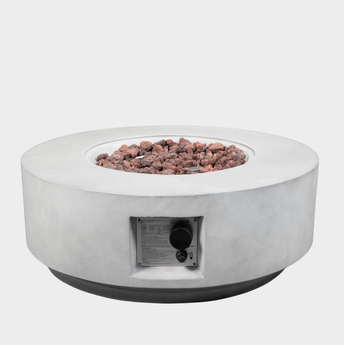 Wideburn Aura 30” Round Concrete Fire Pit – Modern Outdoor Gas Fireplace