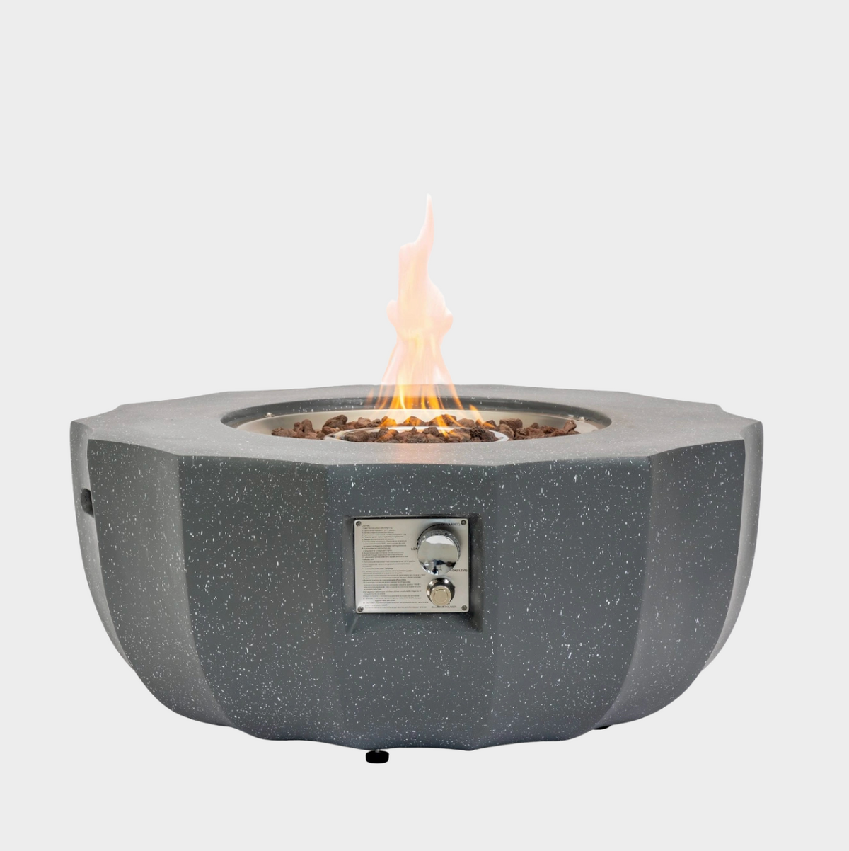 Wideburn Halo 36” Round Concrete Fire Pit – Modern Outdoor Gas Fireplace