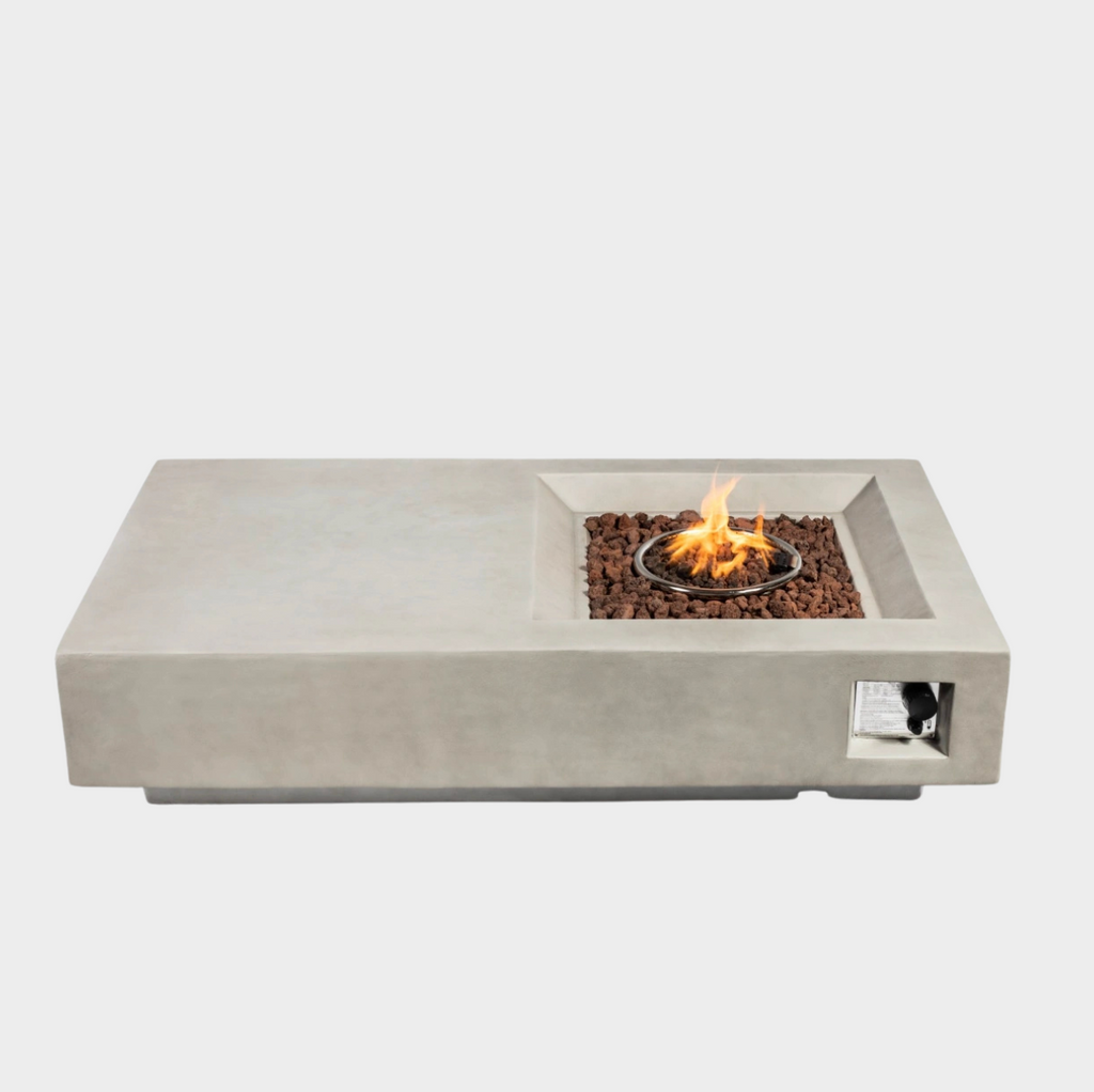 Wideburn Monaco 60” Concrete Fire Table – Luxury Outdoor Gas Fireplace 50,000 BTU