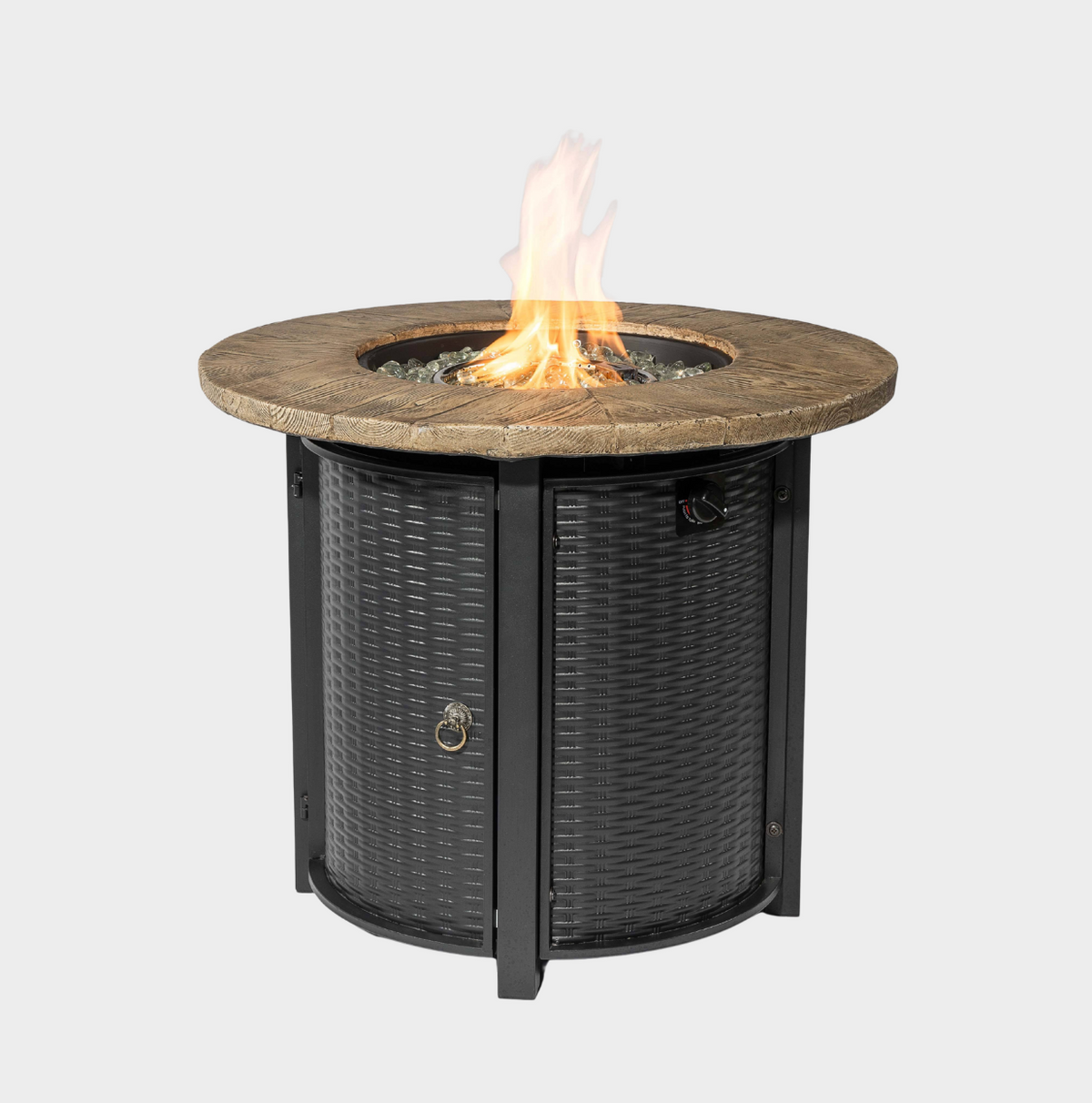 Wideburn Summit 30” Round Metal Fire Pit Table – Outdoor Propane Gas Fireplace