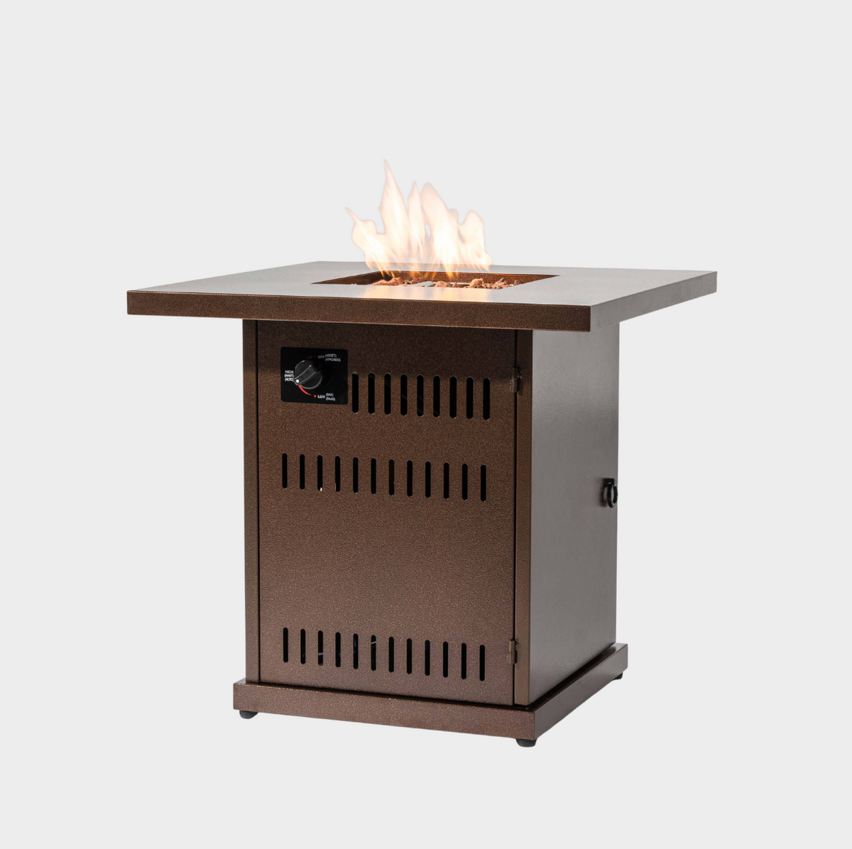 Wideburn Ridge 27” Square Metal Fire Pit Table – Outdoor Propane Gas Fireplace