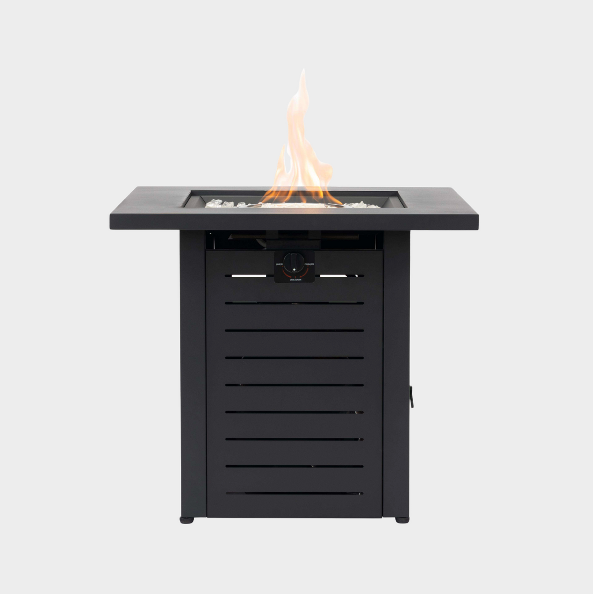 Wideburn Meridian 28” Square Metal Fire Pit Table – Outdoor Propane Gas Fireplace