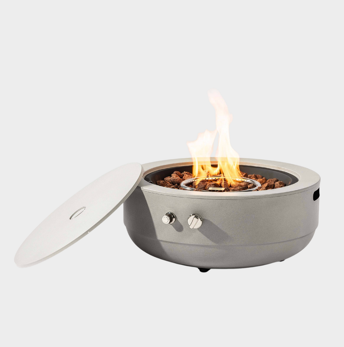 Wideburn Harbor 24” Round Metal Fire Pit Table – Outdoor Propane Gas Fireplace