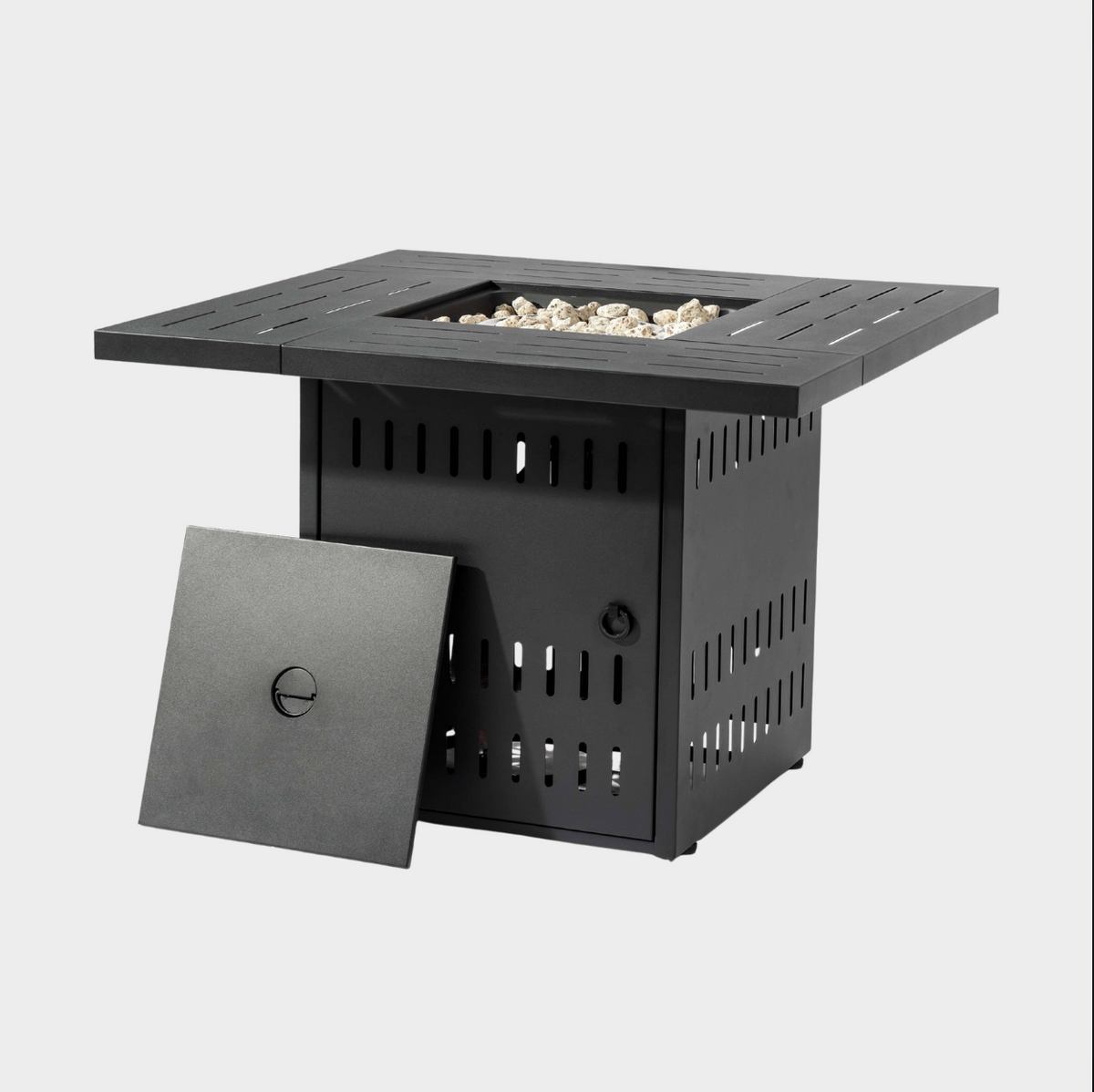 Wideburn Kingston 33” Rectangular Metal Fire Pit Table – Outdoor Propane Gas Fireplace