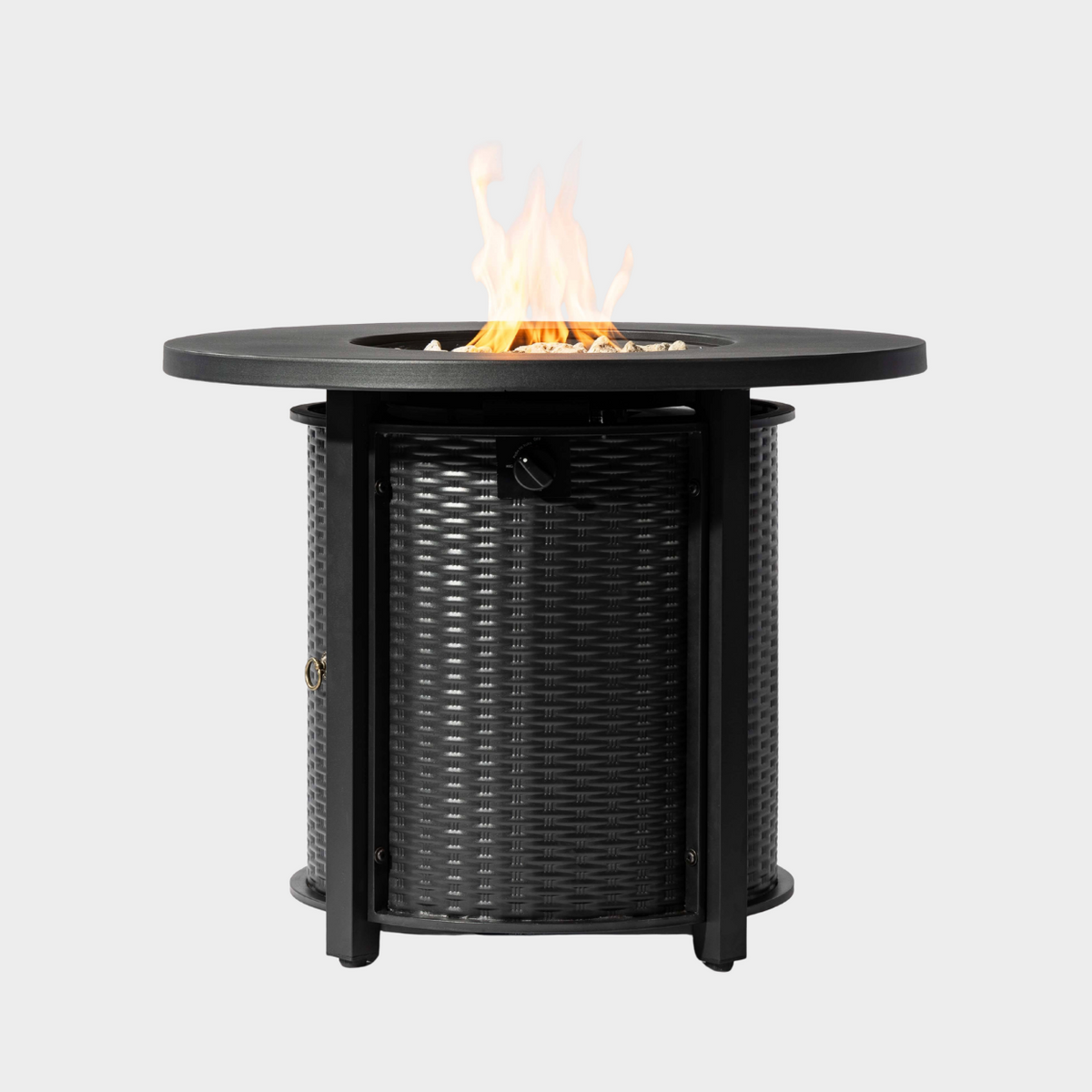Wideburn Prescott 32” Round Metal Fire Pit Table – Outdoor Propane Gas Fireplace