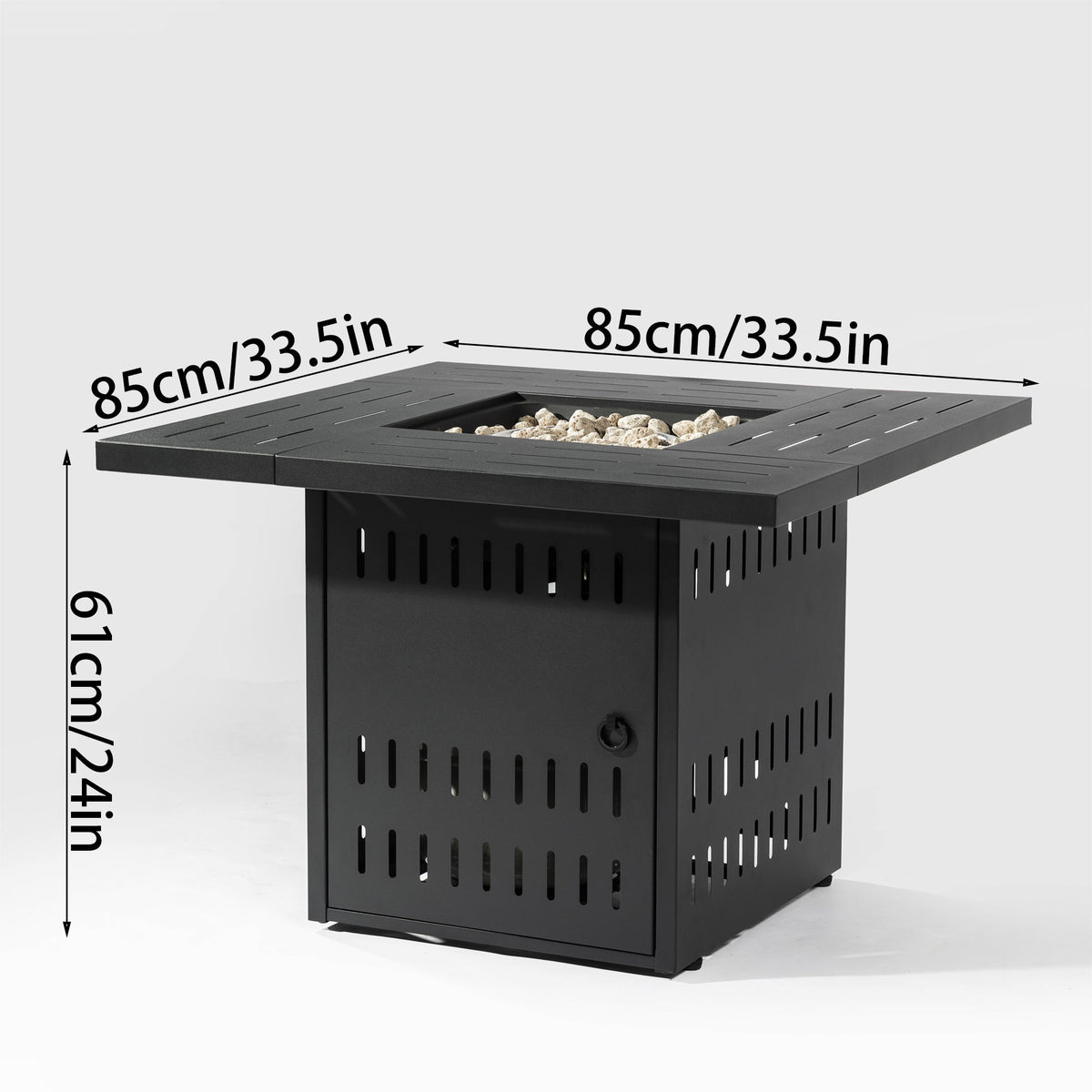 Wideburn Kingston 33” Rectangular Metal Fire Pit Table – Outdoor Propane Gas Fireplace