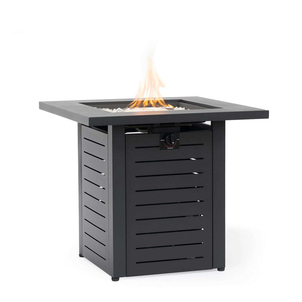 Wideburn Meridian 28” Square Metal Fire Pit Table – Outdoor Propane Gas Fireplace