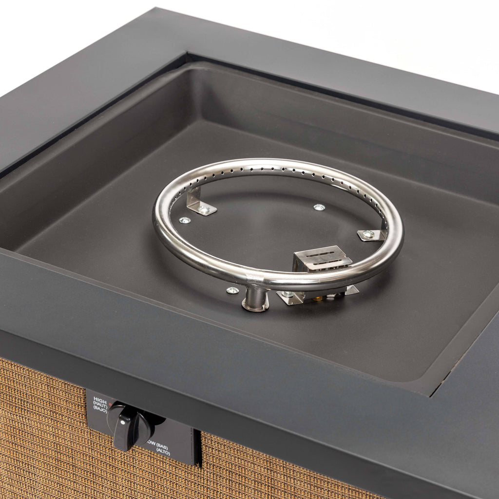 Wideburn Haven 28” Square Metal Fire Pit Table – Outdoor Propane Gas Fireplace