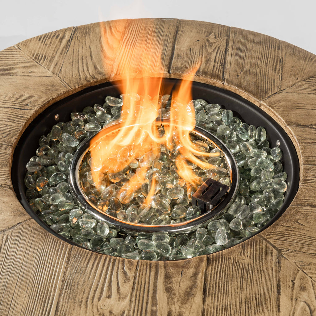 Wideburn Summit 30” Round Metal Fire Pit Table – Outdoor Propane Gas Fireplace