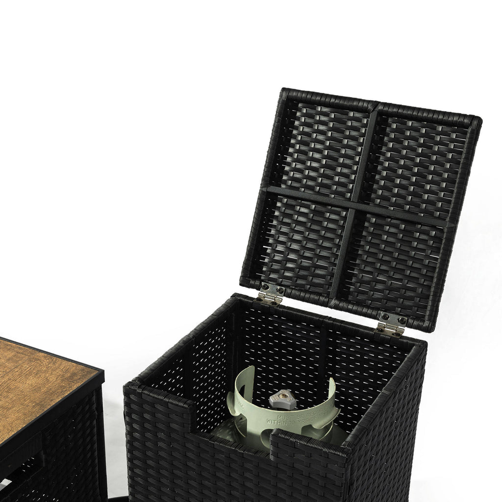 Wideburn Belmont 31” Rectangular Rattan Fire Pit Table – Outdoor Propane Gas Fireplace