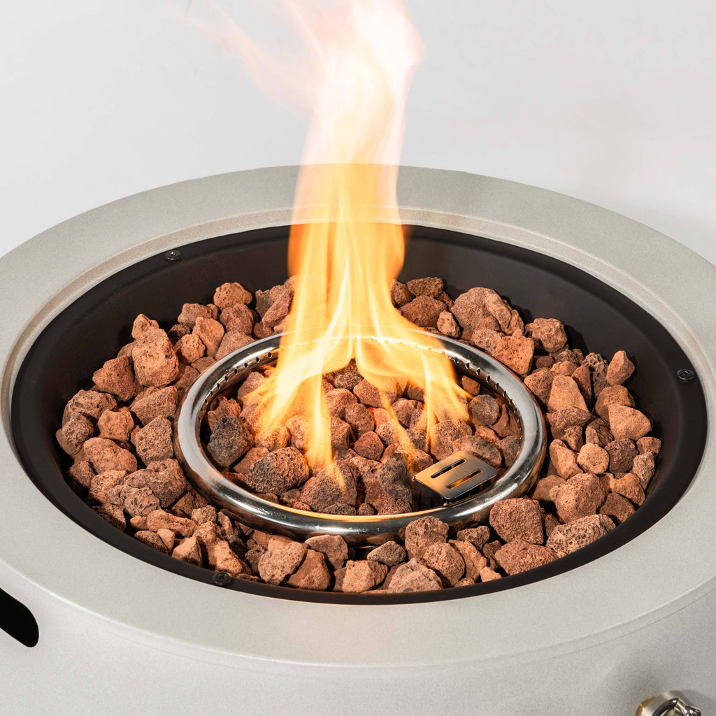 Wideburn Harbor 24” Round Metal Fire Pit Table – Outdoor Propane Gas Fireplace